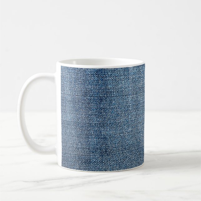 Shabby denim struktur för bakgrundsinformation. Bl Kaffemugg (Vänster)