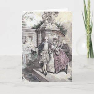 Shabby Fransk Romantic Scene Faded Vintage Färg Helgkort