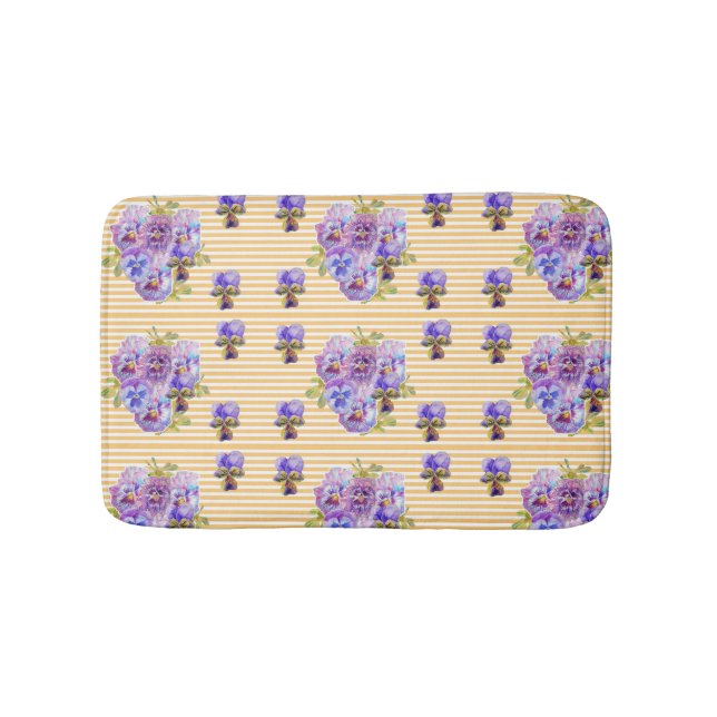 Shabby Gult Pansy viola blommigt blomma Bath Mat Badrumsmatta (Framsidan)