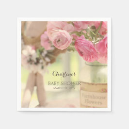 Shabby Land Chic Soft Faded Rosa Flowers Pappersservett