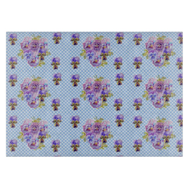 Shabby Pansy Blommigt Blue Gingham Magnetic Ram (Framsidan)