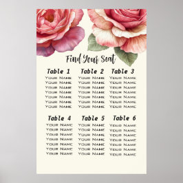 Shabby Pink Rose Find Your Seat Poster