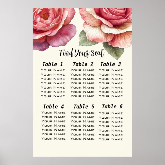 Shabby Pink Rose Find Your Seat Poster (Framsidan)
