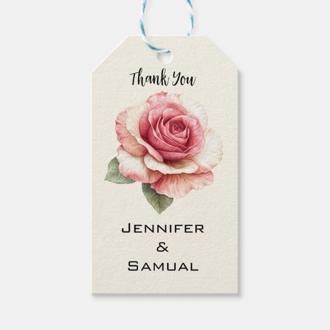 Shabby Pink Rose Presentetikett (Framsidan)