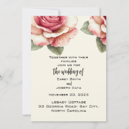 Shabby Pink Rose Wedding  Inbjudningar