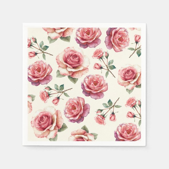 Shabby Pink Roses Forever Pappersservett (Framsidan)
