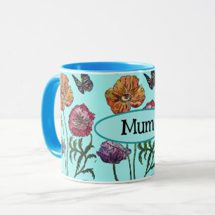 Shabby Poppy Red Lila på Aqua Morsa Mors dag Mugg