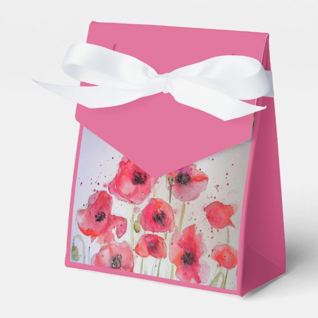 Shabby Red Poppy Blommigt Tea Party Cake Favoritbo Presentaskar (Framsidan Sidan)