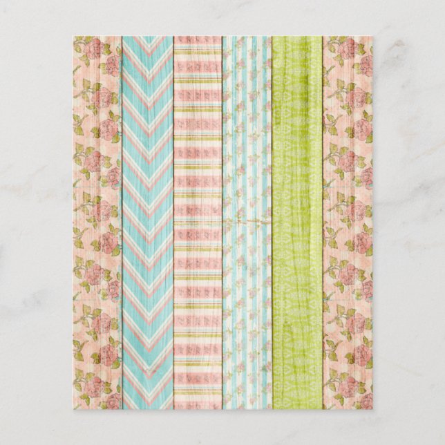 Shabby Ro Pastel Rustic Wood Scrapbook Papper Flygblad (Framsidan)