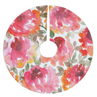 Shabby röd ros, sömlös mönster. julgransmatta borstad polyester