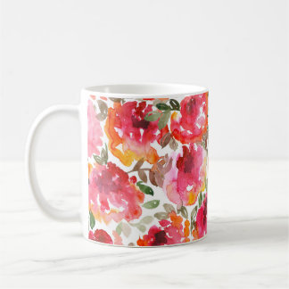 Shabby röd ros, sömlös mönster. kaffemugg