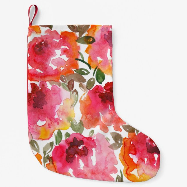 Shabby röd ros, sömlös mönster. liten julstrumpa (Framsidan)