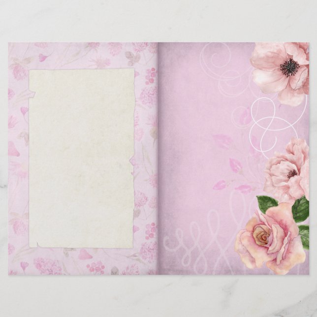 Shabby Rosa Blommigt Patterned Journal Page (Framsida)