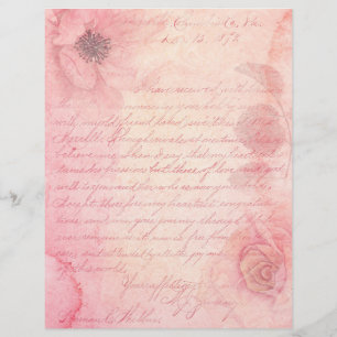 Shabby Rosa Blommigt Scrapbook Ephemera