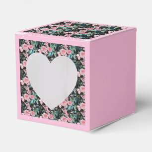 Shabby Rosa ros Blommigt Tea Party Cake Favoritbox Presentaskar