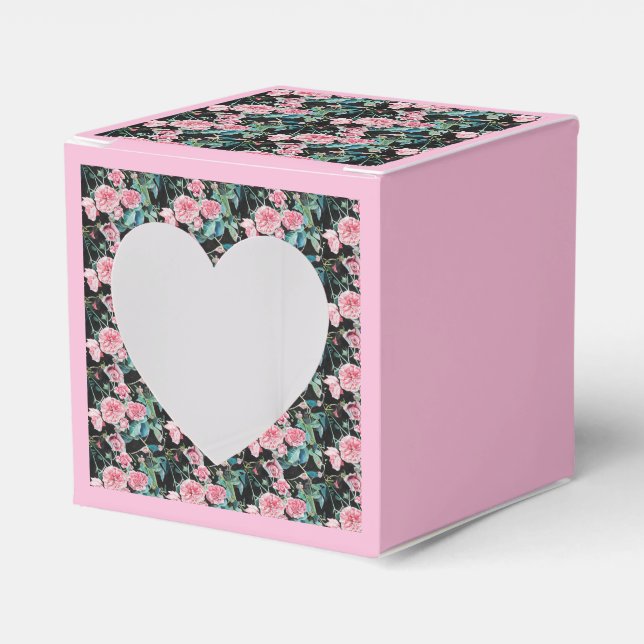 Shabby Rosa ros Blommigt Tea Party Cake Favoritbox Presentaskar (Framsidan Sidan)