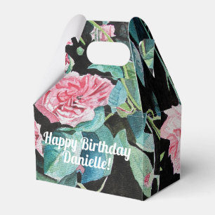 Shabby Rosa ros Blommigt Tea Party Cake Favoritbox Presentaskar