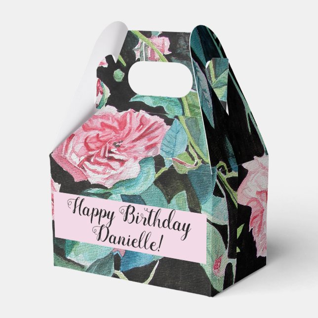 Shabby Rosa ros Blommigt Tea Party Cake Favoritbox Presentaskar (Framsidan Sidan)