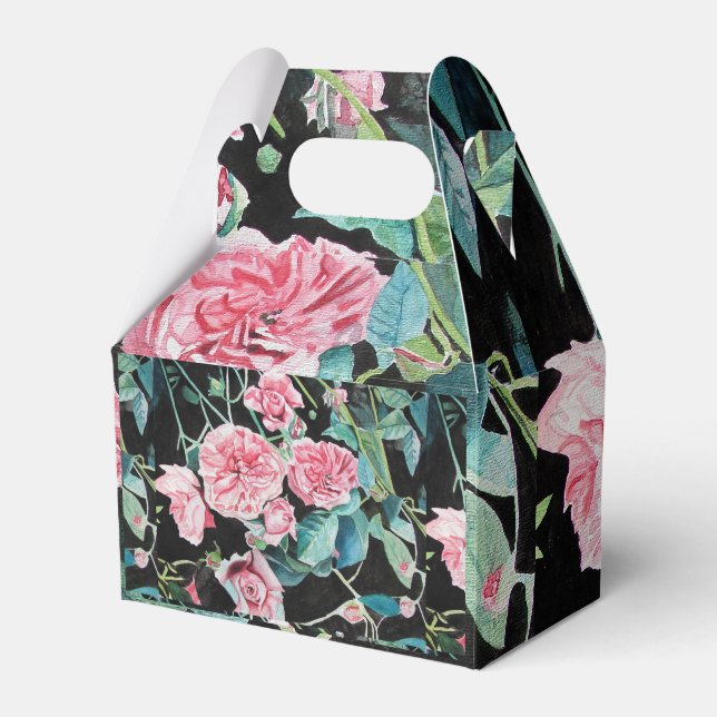 Shabby Rosa ros Blommigt Tea Party Cake Favoritbox Presentaskar (Framsidan Sidan)