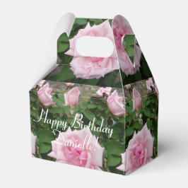 Shabby Rosa ros Blommigt Tea Party Cake Favoritbox Presentaskar