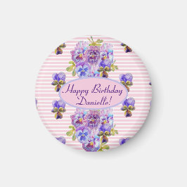 Shabby Rosa ros Blommigt Tea Party Lila Magnet