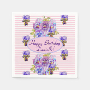 Shabby Rosa ros Blommigt Tea Party Lila Papper Pla Pappersservett