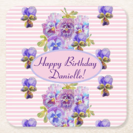 Shabby Rosa ros Blommigt Tea Party Lila Underlägg Papper Kvadrat