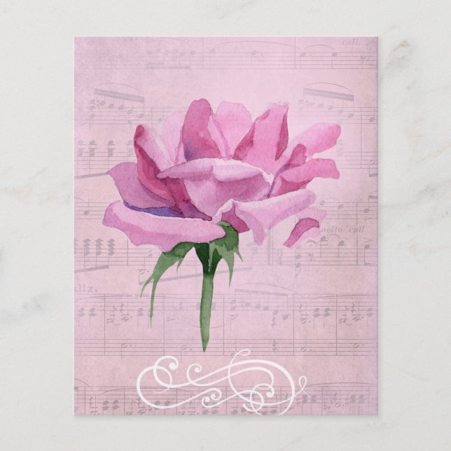 Shabby Rosa ros & Music Scrapbook Ephemera (Framsida)