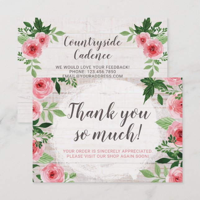 Shabby Rosa ros på Land tackkortet Rustic Inbjudningar (Fram/baksida)