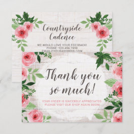 Shabby Rosa ros på Land tackkortet Rustic Inbjudningar