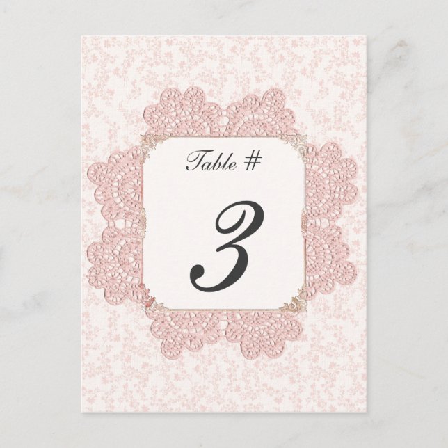 Shabby Rosa Victorian Bröllop Bordsnummer Cards (Framsida)
