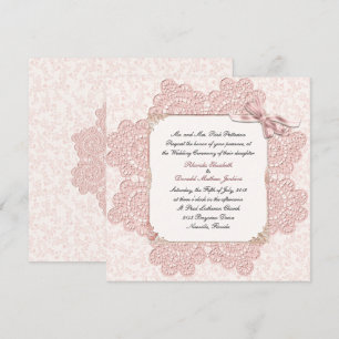 Shabby Rosa Victorian Stil bröllopsinbjudning Inbjudningar
