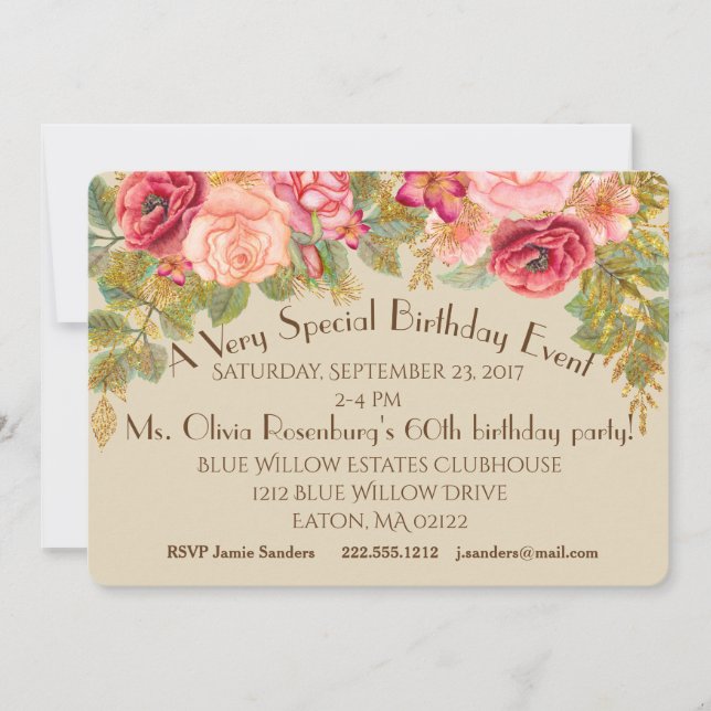 Shabby Roses Fancy Event Inbjudningar (Framsida)