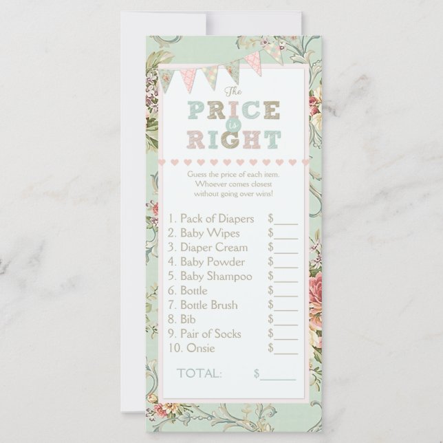 Shabby Rustic Chic Pris Rätt Baby Shower Lek (Framsida)