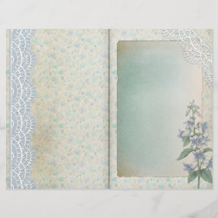 Shabby Snöre Blue Blommigt Journal Page