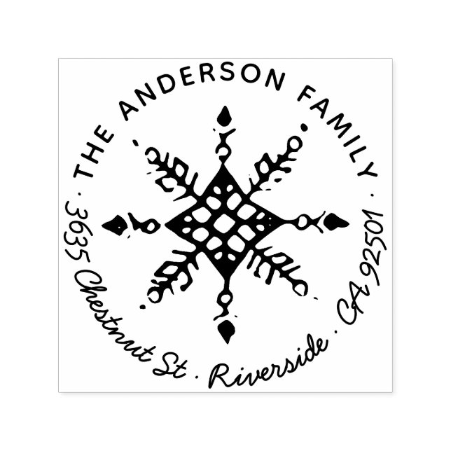 Shabby Snowflake-julvinter Helgdag Adress Självfärgande Stämpel (Design)