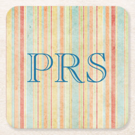 Shabby Stripes Monogram Underlägg Papper Kvadrat