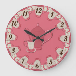 Shabby Tea Kopp Wall Clock Stor Klocka