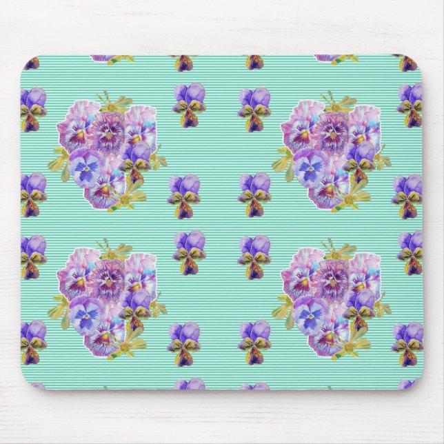 Shabby Turkvoise blommigt Computer Musmatta Pad (Framsidan)