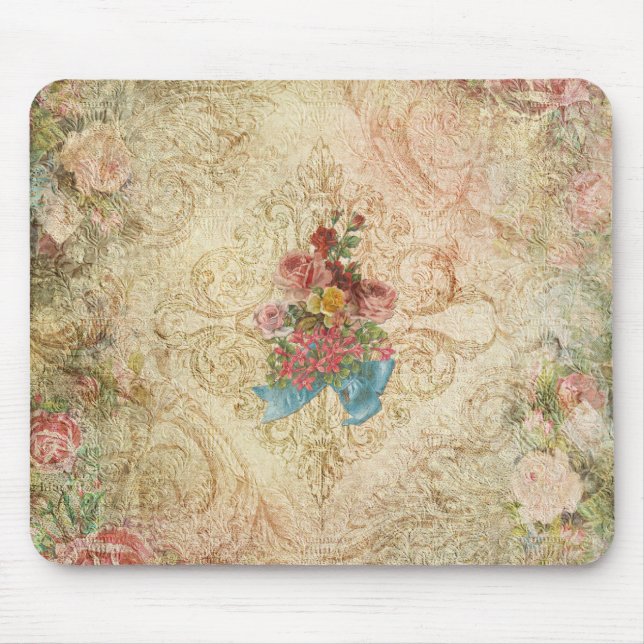 Shabby Vintage Blommigt Mousepad Musmatta (Framsidan)