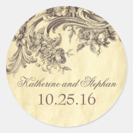 Shabby Vintage Flourish Elegant bröllop Runt Klistermärke