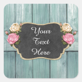 Shabby Vintage Ro Rustic Land Chalkboard Fyrkantigt Klistermärke