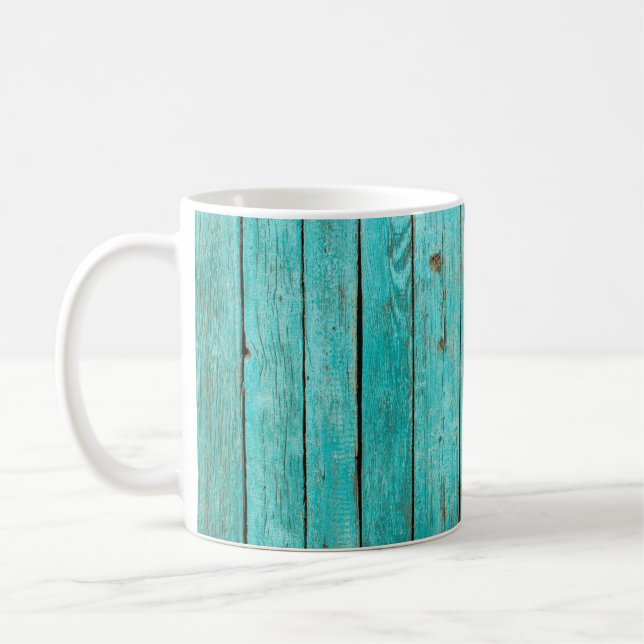 Shabby Wood Background wood, strand, bakgrund, blu Kaffemugg (Vänster)