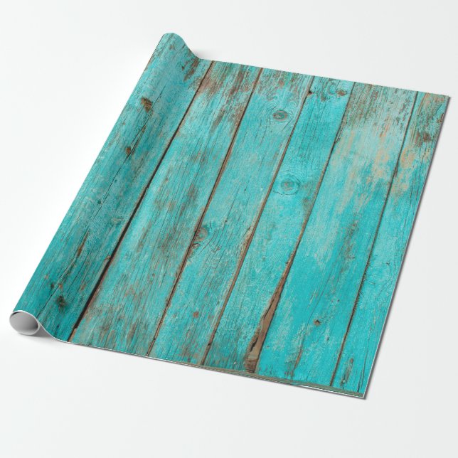 Shabby Wood Background wood, strand, bakgrund, blu Presentpapper (Utrullad)