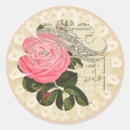 Shabbychic Burlap och Snöre Sticker Runt Klistermärke