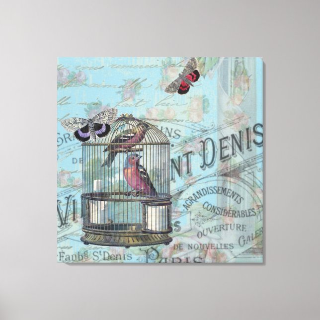 Shabbychic Paris collage ro Canvastryck (Framsida)