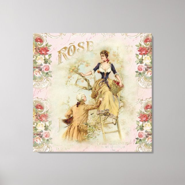 Shabbychic Paris collage ro Canvastryck (Framsida)