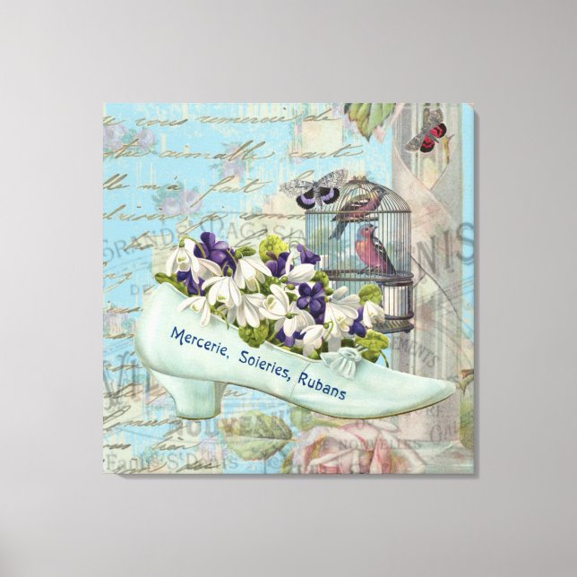 Shabbychic Paris collage ro Canvastryck (Framsida)