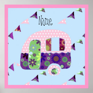 Shabbychic retro-släpfordon, husvagn, husvagn poster