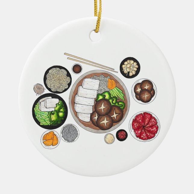 Shabu-Shabu Japan Japanska Food Cuisine Hotpot Julgransprydnad Keramik (Framsidan)